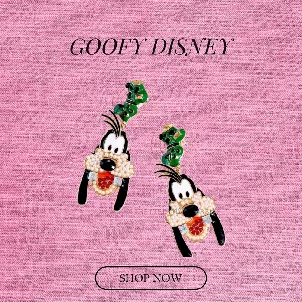 New Disney Earings Rhinestones Unique GOOFY CARTOON❤️🖤🤍🤓